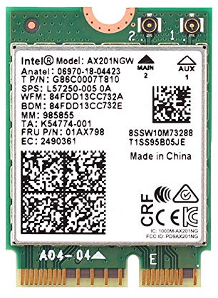 AX201NGW WiFi 6 Card, M.2 Laptop 2.4Gbps 802.11ax. AX201 Wireless Card 11AX WiFi Adapter with Bluetooth 5.2 Mu-Mimo for Windows 10/11 64-bit, Google Chrome OS, Linux(64bit)