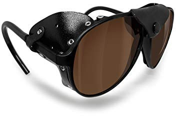 BERTONI Polarisierte Sonnenbrille Bergbrille Gletscherbrille Bergsteigerbrille Skibrille Trekking mod. ALPS Italy (Schwarz - Polarisierte Braun)