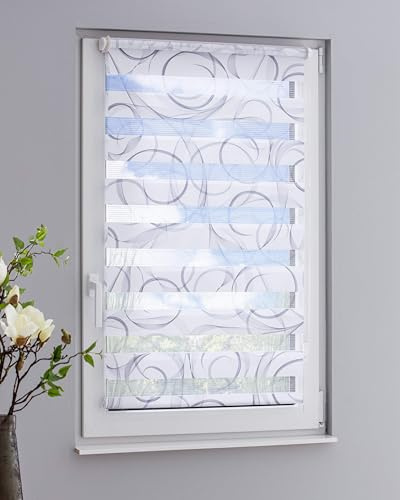 DECOLIA by Garesa Duo Rollo Swing - Doppelrollo Klemmfix ohne Bohren 80 x 150 cm, Weiß/Grau - Fenster Sichtschutz und Lichtschutz, Bedienung mit Kettenzug