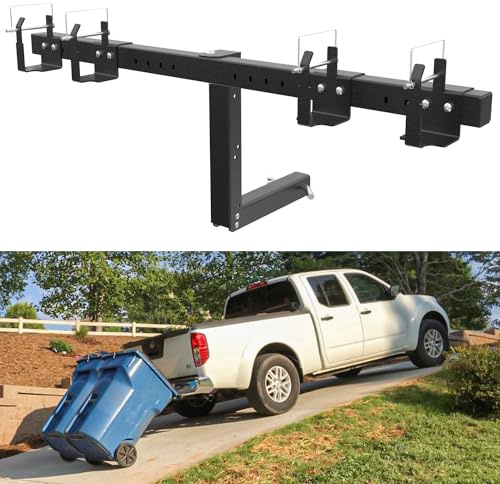 ELITEWILL Dual Trash Can Hauler,Wheeled Garbage Can Towing Trailer Hitch Outdoor Trash Can Transporter Hauling Hitch Carrier Fit for Truck/Golf Cart/ATV/UTV with 2 Receiver