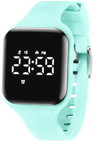 Kids Watch Digital Watch for 5-12 Years Old Boys Girls, Kids Fitness Tracker Watch with Alarm Clock, Stopwatch, Step Counter Sports Watch, No App Waterproof Watch for Kids Teens Gifts, 014-LightGreen