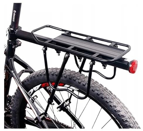 Portaequipajes Trasero de Aluminio Universal - para Bicicletas | Bastidor para 30 kg de Carga máxima | 53 cm de Longitud con Altura Ajustable | Ligero y Fuerte - Color Negro