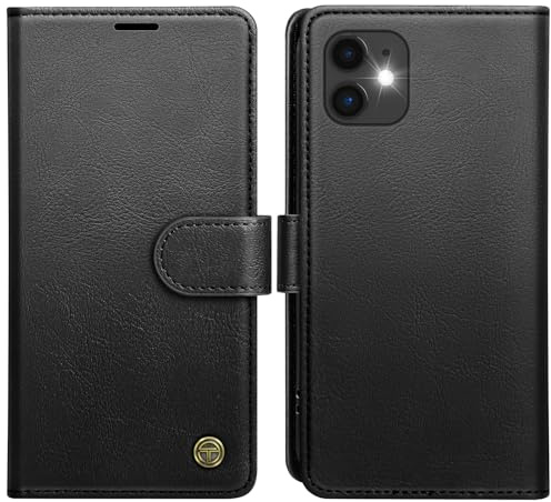 AIMOYU for iPhone 11 Case, Flip Wallet Leather Phone Case with [4 Card Slots] [Kickstand] [RFID Blocking] Magnetic Protective Shockproof Cover for iPhone 11 Phone Case - Black
