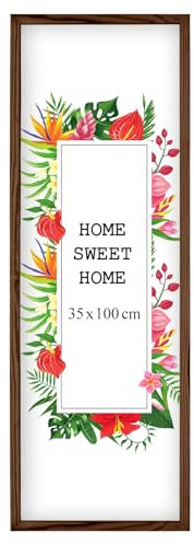 MG Design Marco 35 x 100 cm - color Marrón, de madera, con cristal acrílico - para colgar vertical u horizontalmente, sin fondo, para fotos, pósters, puzzles