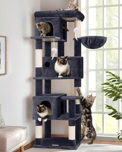 Globlazer F66 Corner Cat Tree, 66in Multi-Level Climbing Tower, Dark Grey