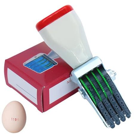 RUICUBEI Eierstempel, Datumsstempel, Stempelkissen, rote Tinte, Qualitätszertifikat der Tinte, Lieferung (1 Stück)