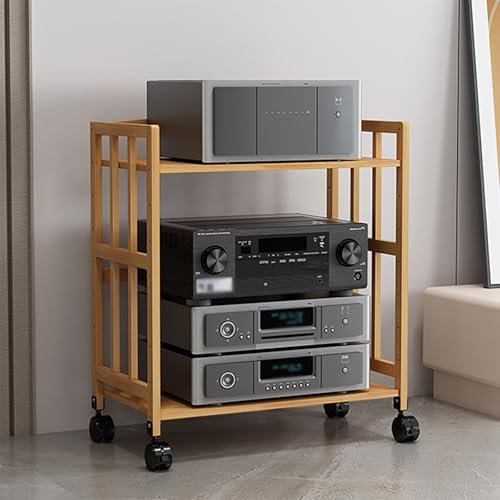 Hifi Rack Hifi Regal 2-, 3-, 4- oder 5-stufiger Audio-/Video-Medienständerschrank, freistehender Spielekonsolen-Organizer/rollendes Eck-Audioregal mit Universalrad, bodenstehender(A,77cmx50cm/30inx20i