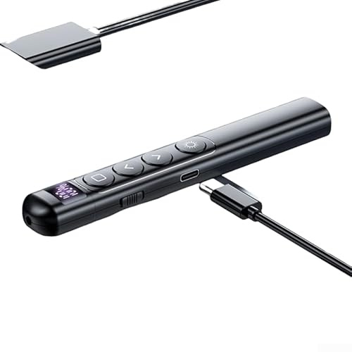 HomeVortex Presentatore wireless leggero, controller wireless per presentazioni, ricevitore USB, indicatore digitale della batteria, per qualsiasi ambiente di presentazione (nero)