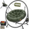 KESSER® Hängesessel mit Gestell Bali Hängeschaukel Hängestuhl bis 150kg für Indoor und Outdoor + Kissen & Seitentasche Hängekorb Stahlgestell & Schaumstoff Sitzpolster ideal für Wohnzimmer & Garten