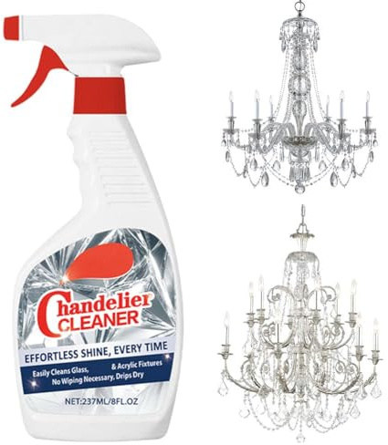 Detergente per lampadario, spray a secco a goccia, senza strofinare, rimuove la polvere, finitura pulita su cristallo e vetro, cristallo, spray per pulizia senza striature