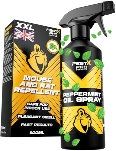 Pest X Pro Guardian Peppermint Oil Rat Repellent Spray 500ml– Natural and Humane Mouse Deterrent for Indoors - Home, Shed, Garage & Car Protection