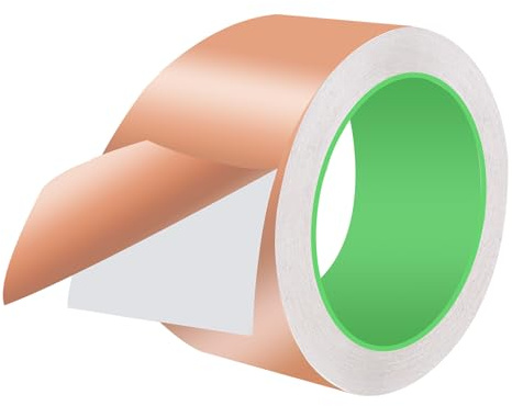SUPAWAY 1 Rouleau de Ruban de Cuivre Auto-adhésif 75mm x 20m, Ruban de Cuivre Double Face Conducteur, Ruban de Cuivre Contre les Escargots, Protection contre les escargots, Cuivre pour mise à la terre