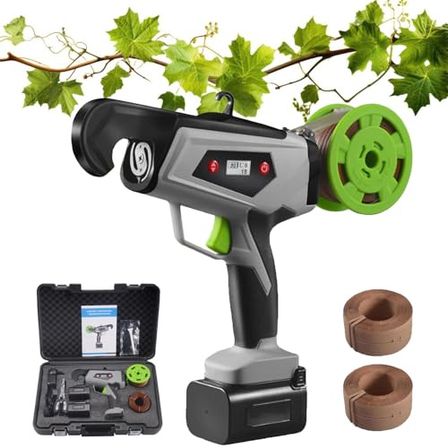 LADECNERHT Atadora De Plantas Portátil, Eléctrica, Diámetro Máximo De Flejado: 25 Mm, Ajuste De Anilla De 6 Velocidades, para Jardinería, Agricultura Y Viñas.
