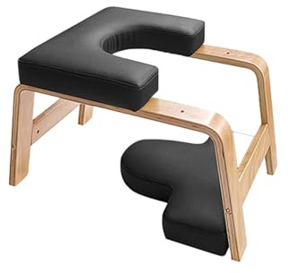 Yoga Headstand Stool, Wood Training Equipment Load-Bearing Capacity 150kg,Invert Chair for Home Fitness Balance Training(Black)