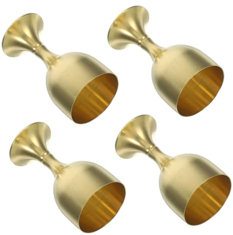 TOPBATHY 4 Pezzi Bicchieri in Metallo Vintage Bicchieri Decorativi in Metallo Piccole Tazze Di Rame Per Comunione in Stile Vintage Tazza Di