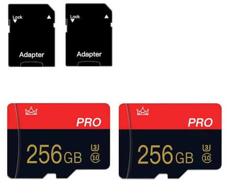 Tarjeta de memoria micro SD de 256 GB, clase 10, con adaptador, clase 10, tarjeta mini SD de alta velocidad para smartphones, cámaras, tabletas, 2 unidades