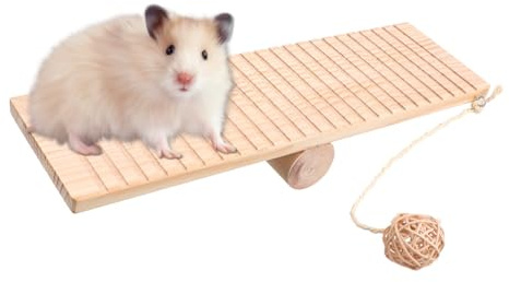 SHINEOFI Hamster Wooden Balance Seesaw for Small Animal Play and Activity Training