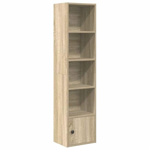 Favemtsl Libreria con porta, scaffale sottile in rovere Sonoma, scaffale per documenti con ripiani, scaffale salvaspazio, 31 x 24 x 127 cm