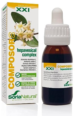 Soria Natural Composor 03 Hepavesical - Extracto Ajenjo, Manzanilla Amarga y Romero - Acción Digestiva, Antiinflamatoria y Diurética - Ayuda Dolor, Hinchazón, Acidez - 50 ml