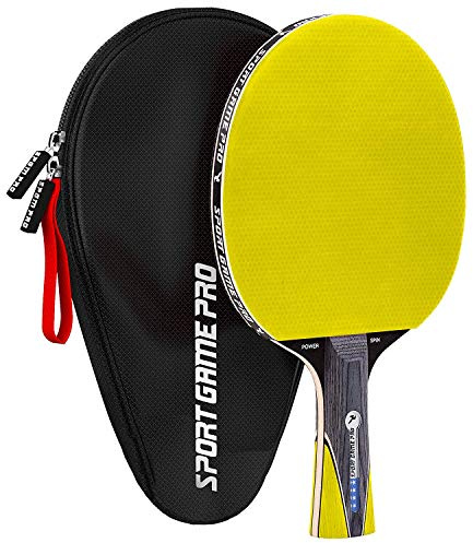 Ping Pong Paddle with Killer Spin + fodral gratis – professionell bordtennisracket för nybörjare och avancerade spelare – förbättra dina pingisis-färdigheter med JT ping pong paddelset (gul)