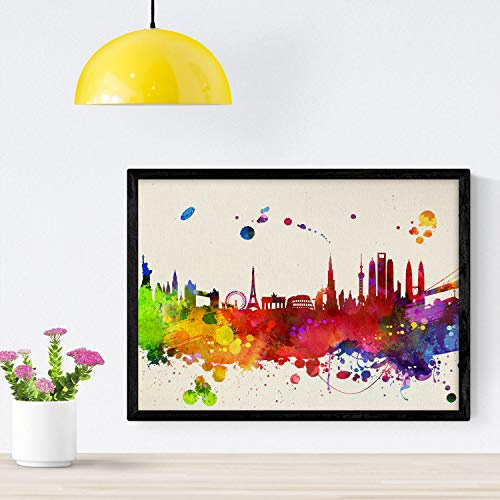 Nacnic Poster monumenti del mondo. Stampe e illustrazioni di città, comunità e mappe della Spagna. Dimensione A4 con telaio