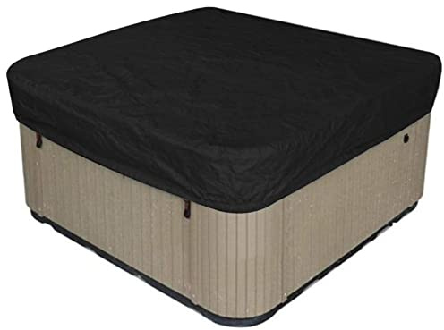 SJASD Standard Badtunnas överdrag - Ersättningsvattentät Antirivningsskyddad UV-Skyddad Rektangulär Spaöverdrag Utomhusspaöverdrag - Badtunnasskydd för Hårt Väder,Black,207×207×30cm