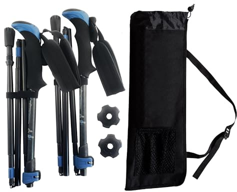 York Nordic Ultralight Folding Walking Poles - Travel Ready - with Rubber Feet, Baskets, and Bag (Trek Grips - 5'3 to 5'7)