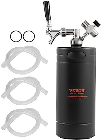 VEVOR Beer Growler Tap System, 128Oz 4L Mini Keg, 304 Stainless Steel Pressurized Beer Growler, Keg Growler with Pressure Display, CO2 Regulator Faucet, Leak-Proof Ring For Draft, Homebrew, Craft Beer