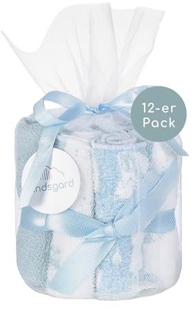 kindsgard Waschtücher vaskedag 12er-Pack Blau - 20 x 20 cm - Waschlappen Baby - Babyerstausstattung - 100% Baumwolle
