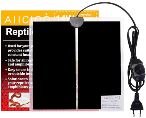 AIICIOO Reptilien Wärmematte Tankwärmer Terrarien mit Thermostatschalter- Aquarium Terrarium Heizmatte für Reptilien Pflanzen Eidechsen Schildkröten Schlangen 14W 28 * 28cm