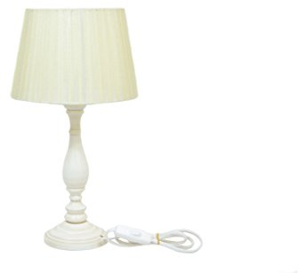 LIGUORO SHOP Lampada Lume Da Tavolo Abatjour Con Base In Legno Color Avorio e Paralume Color Avorio In Organza. (Lampada piccola 40 cm)