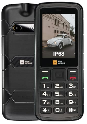 AGM M9 Rugged Basic Cell Phone, 4G Feature Phone, Simple Mobile Phones, IP68/IP69K Waterproof, Drop-Proof, Large Buttons, Large Font, Speed Dial, 3 Card Slots, FM Radio