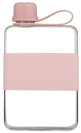 Flat Water Bottle 500ml – Slim Travel Water Bottle with Silicone Grip & Carrying Strap, Space-Saving Design, Transparent PP Material – Ideal for Handbags, School, Office & Travel