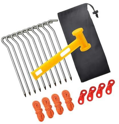 Toddmomy Zeltspanner Set Mit Aluminium-heringen Reflektierenden Seilen Zweiloch-windseilschnallen Kunststoffhammer Und Aufbewahrungstasche Für Camping Und Outdoor-aktivitäten