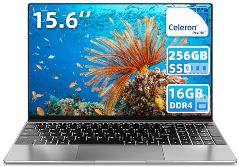 iSTYLE 15.6 Inch Laptop Windows 11, 16GB RAM 256GB SSD, 1080P Display Full HD Laptop PC Notebook Celeron N5095, Dual Band WiFi, 2xUSB 3.0, Mini HDMI, Fingerprint reader, Backlit Keyboard (Silver)