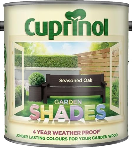 DUAYRA Garden Shades Paint | Quick Drying Water Based | For Garden Fence, Shades, Benches, Terracotta, Brick, Stone | Exterior Wood Furniture | Long Lasting (Seasoned Oak, 2.5 Liters)