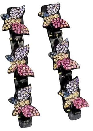 1 par de pinzas de pelo de doble capa antideslizantes para mujer, flequillo y parte lateral, accesorios para el cabello, clip de resina con diamantes de imitación