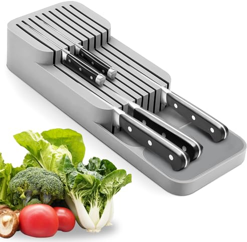 Design A Due Livelli Ceppo Portacoltelli Cassetto Configurazione Con Fessure Portacoltelli Cassetto Può Contenere 9 Coltelli, Adatto Per Cassetti Da Cucina E Piani Di Lavoro