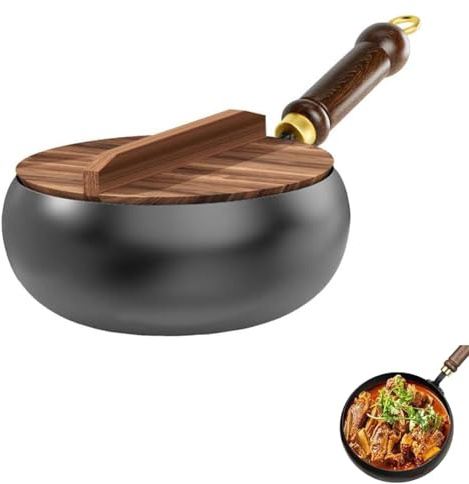 Poêle en fer non revêtu, 24 cm/28 cm, sans revêtement, poêle antiadhésive, poêle en fer forgé, récipient de cuisson polyvalent pour la cuisson et la cuisson à haute température (28 cm)