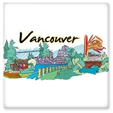 Canada Saveur Paysage de Vancouver et Landmark aquarelle Photo Biscuit carrelage en céramique pour décoration de salle de bain Décor de cuisine Carreaux de céramique murale Carreaux Medium