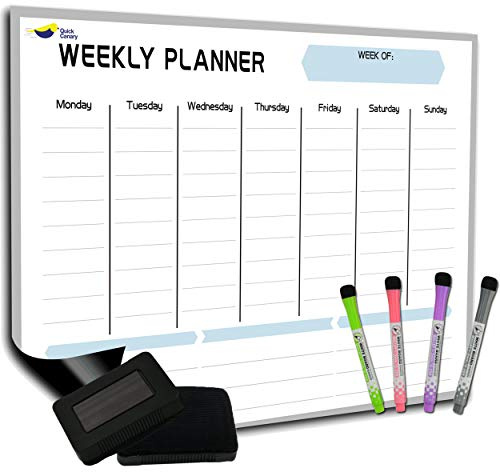 Magnetic Weekly Planner for Fridge - 17x12” Stain-Resistant Dry Erase Whiteboard Fridge Calendar with Large Writing Space for Schedules, Chores & Meals - Includes 4 Markers & Eraser