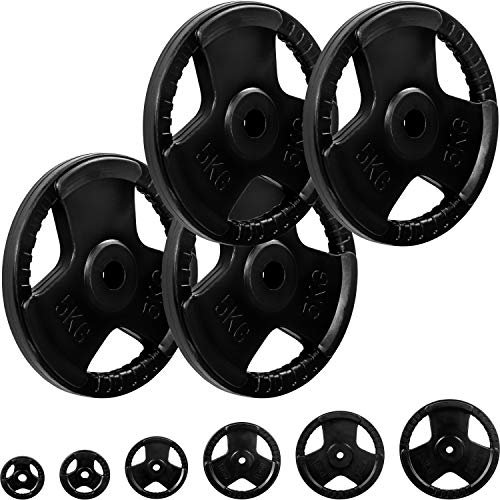 MOVIT® Hantelscheiben Set PRO, Gusseisen Rubber Gripper, 30/31 mm Standardnorm, schadstoffgeprüft, 4x 5,0kg