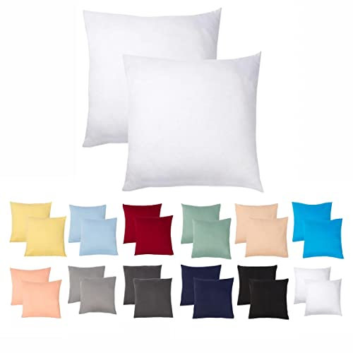 livessa 2er Set Kissenbezug 60x60 aus%100 Baumwolle Jersey Stoff, Kissenbezüge, 60x60 mit Reißverschluss, Kopfkissenbezug 60x60 cm, Kissenhülle, atmungsaktiv, Oeko-Tex Zertifiziert, Pillow Cover
