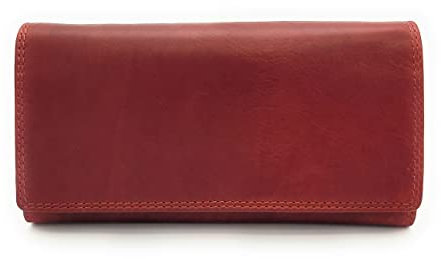 große echt Leder Damen Geldbörse Portemonnaie Geldbeutel mit RFID Schutz (Rot)