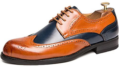 Zaylee Scarpe eleganti da uomo vintage Brogues stringate scarpe business, EU45-Marrone