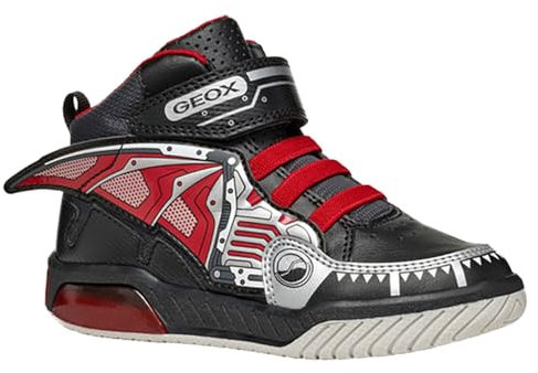 Geox J INEK Boy B Sneaker, Black/RED, 28 EU