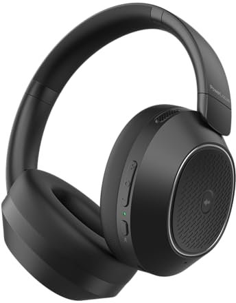 PowerLocus Hybrid Active Noise Cancelling Headphones, 60 Hours Playtime Over Ear Bluetooth Headphones, Hi-Fi Stereo Wireless Headphones with Bass Button, Foldable, with Mic for Travel,Mobile Phone,PC