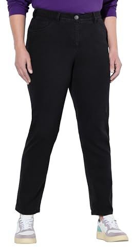 Ulla Popken Jeans, Boyfriend Pantalones Casuales, Negro, 36W / 32L Mujeres