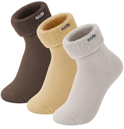 Kotashion Chaussettes Moelleuses Femmes 3 Paires Hiver Douces et Chaudes Corail Pilou Thermiques Douillettes Chaude Chaussette Noël Cadeau Pour Dames Filles