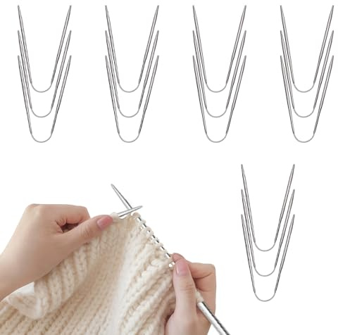 Lot de 15 aiguilles à tricoter circulaires en acier inoxydable pour chaussettes (2,0 mm et 4,0 mm), pour débutants et professionnels, pour chaussettes, bonnets, écharpes et gants.
